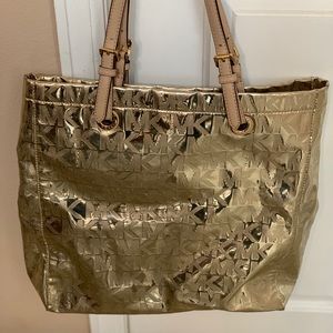 Michael Kors metallic logo tote